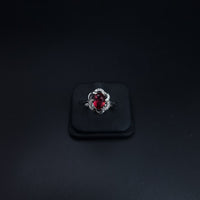 Thumbnail for Red zircon stone flower ring