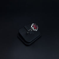 Thumbnail for Red zircon stone flower ring