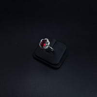 Thumbnail for Red zircon stone flower ring