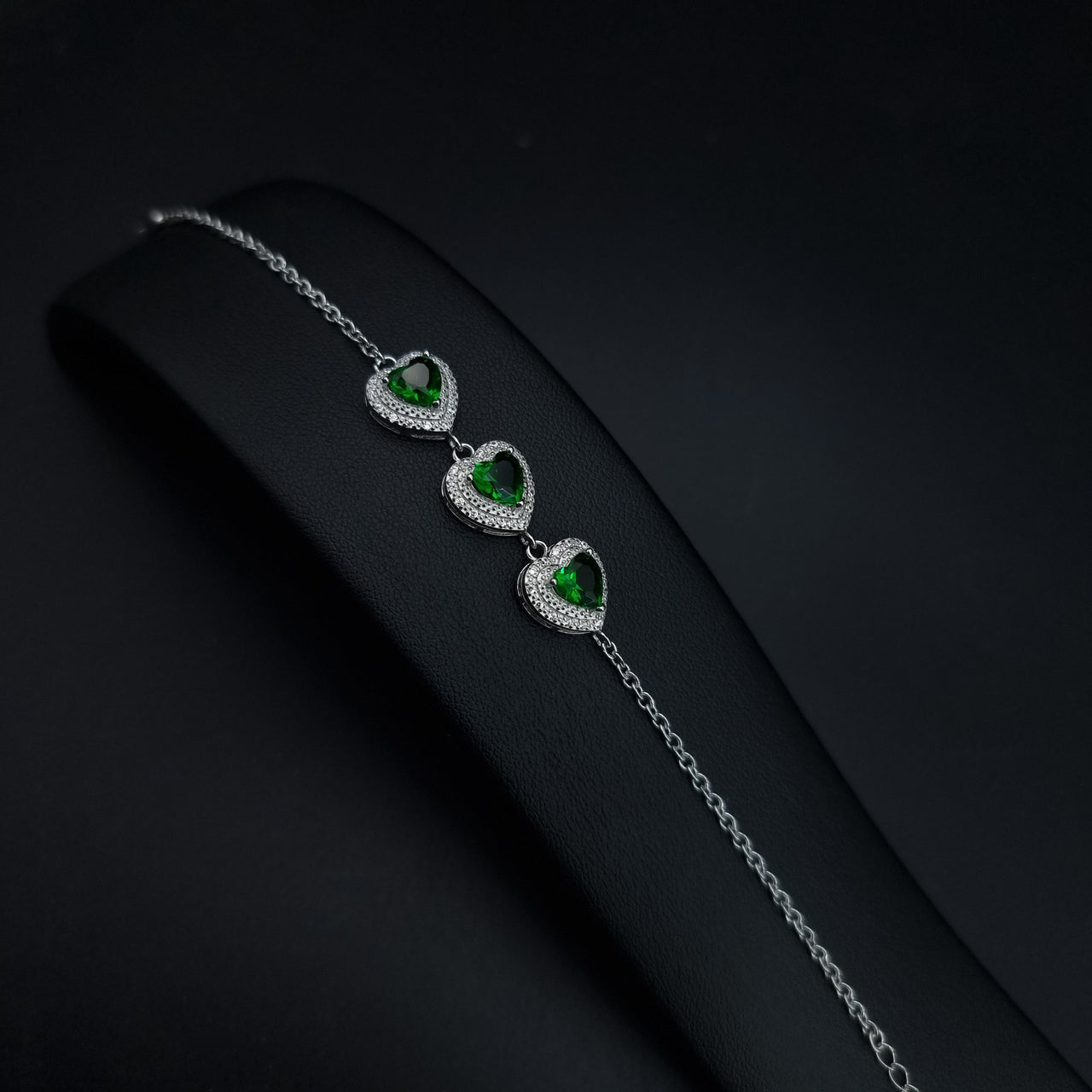 Heart Shape GreenZircon StonesBracelet