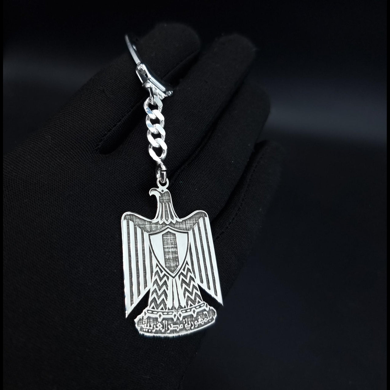 925 Silver - Egypt's Flag Eagle Keychain