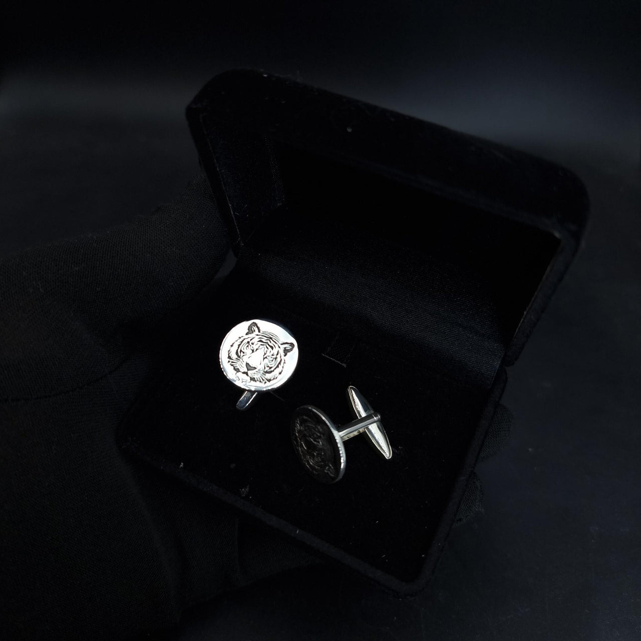 925 Silver - Tiger face cufflinks