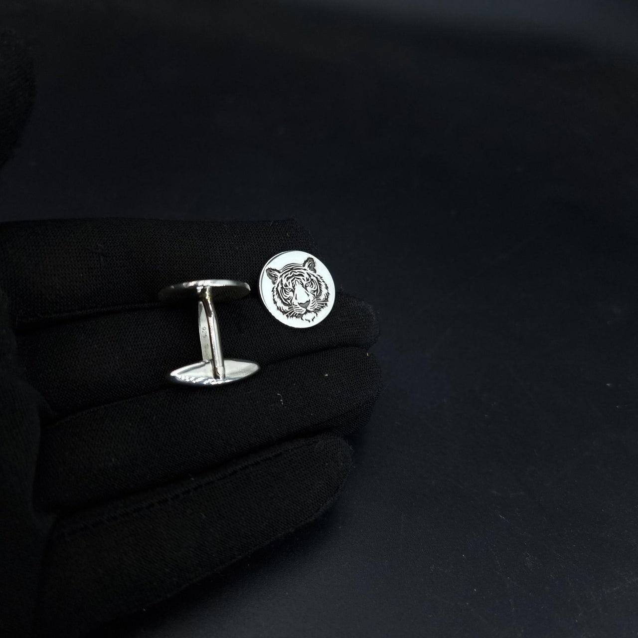 925 Silver - Tiger face cufflinks