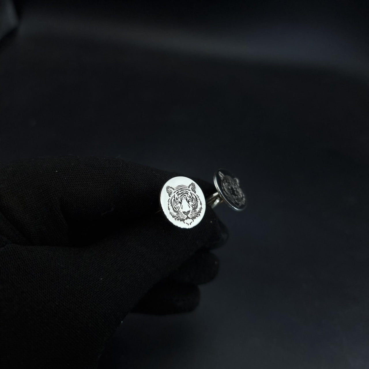 925 Silver - Tiger face cufflinks