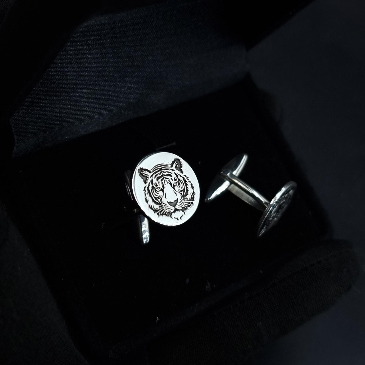 925 Silver - Tiger face cufflinks