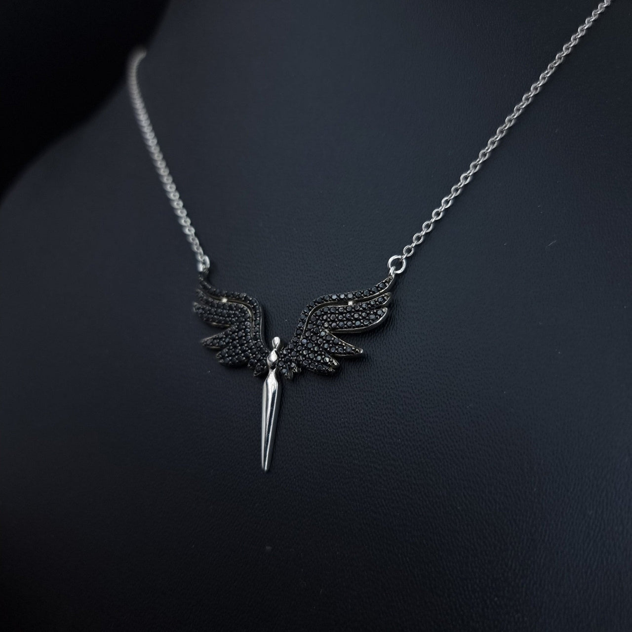 Black Stones Phoenix Bird Necklace