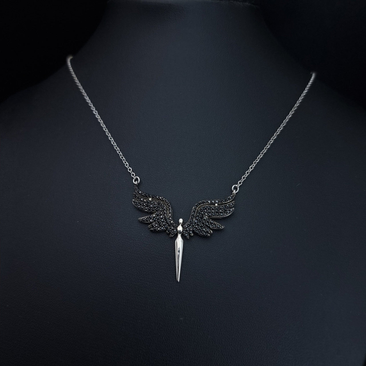 Black Stones Phoenix Bird Necklace