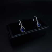 Thumbnail for Blue Oval Zircon Stone Hoop Earring