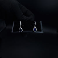 Thumbnail for Blue Oval Zircon Stone Hoop Earring