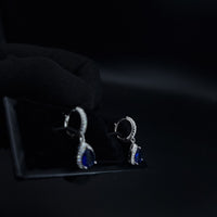 Thumbnail for Blue Oval Zircon Stone Hoop Earring