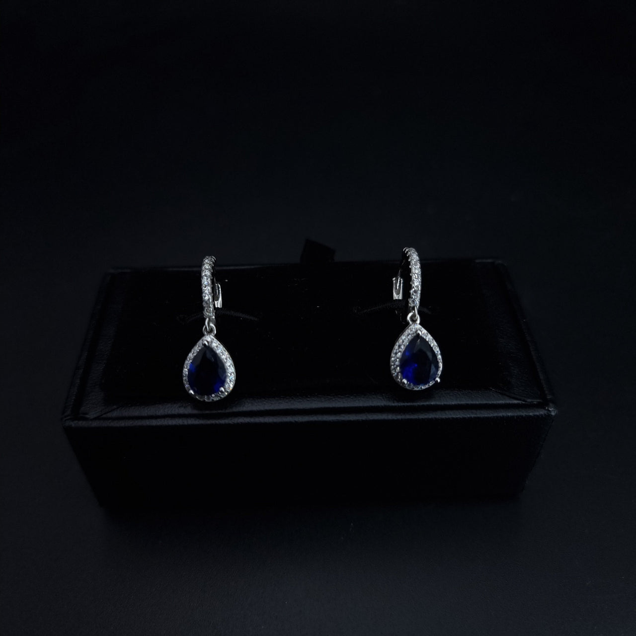 Blue Oval Zircon Stone Hoop Earring