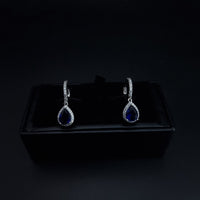 Thumbnail for Blue Oval Zircon Stone Hoop Earring