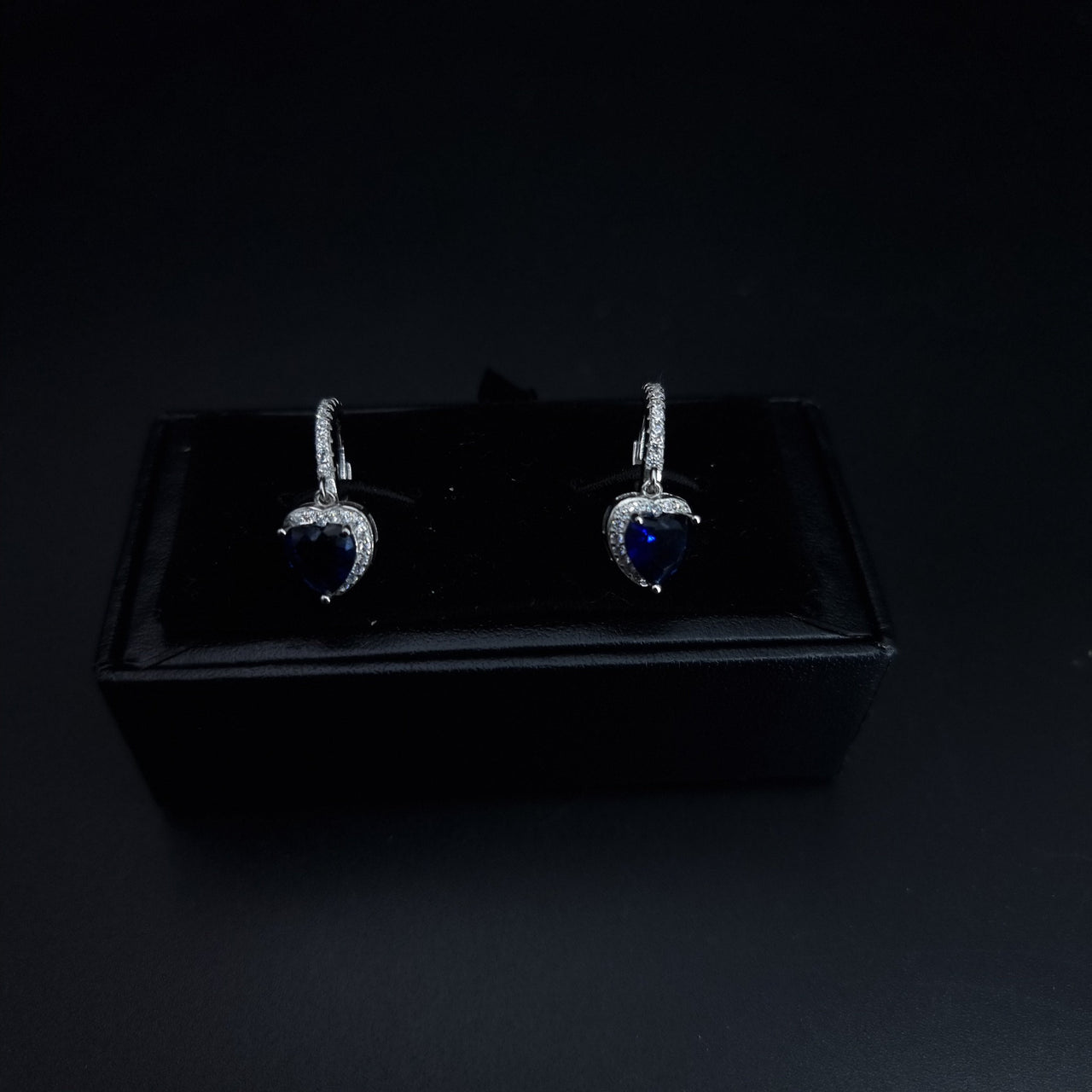 Blue Zircon Stone Heart Stud Earring