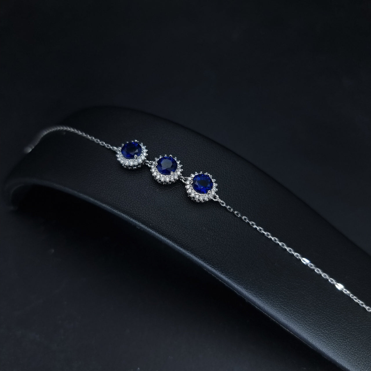 Dark Blue Circular Zircon Stones Bracelet