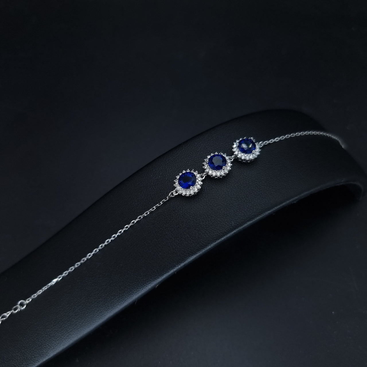 Dark Blue Circular Zircon Stones Bracelet