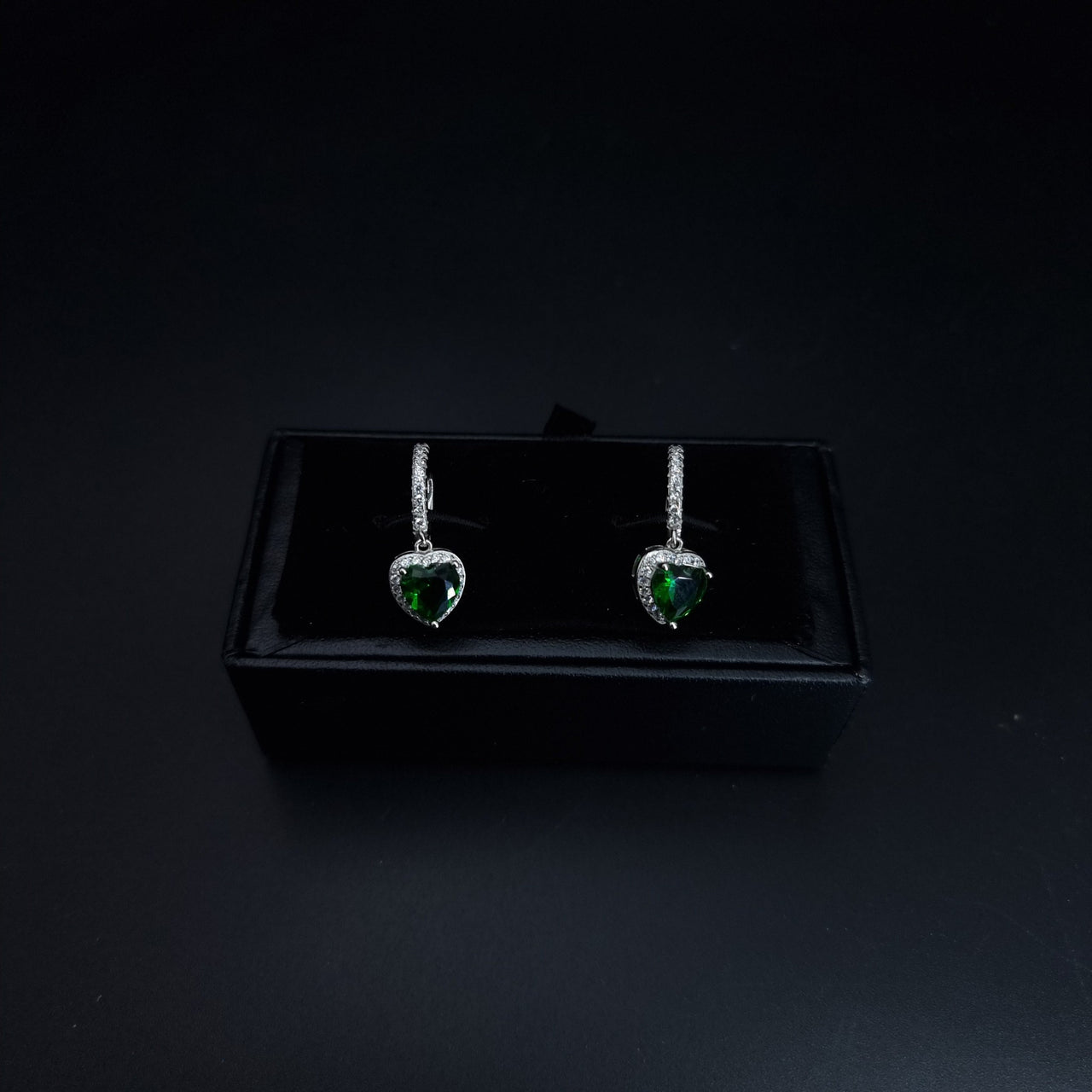 Green Heart Zircon Stone Hoop Earring