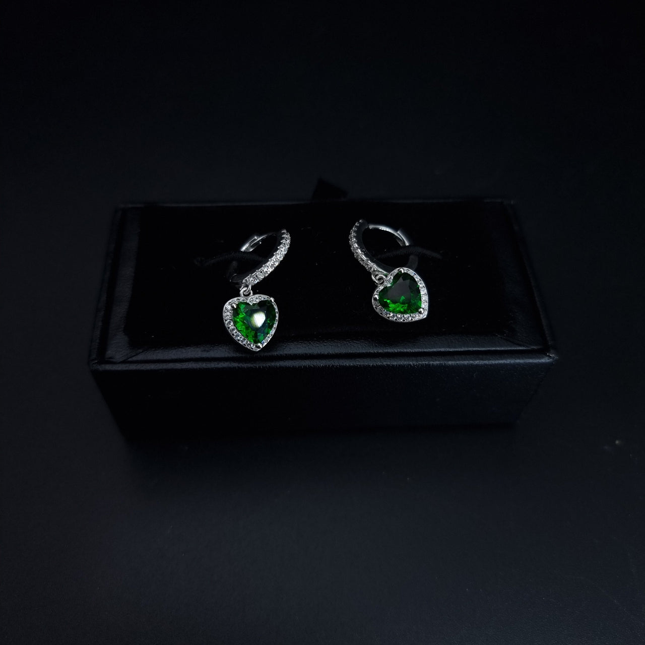 Green Heart Zircon Stone Hoop Earring