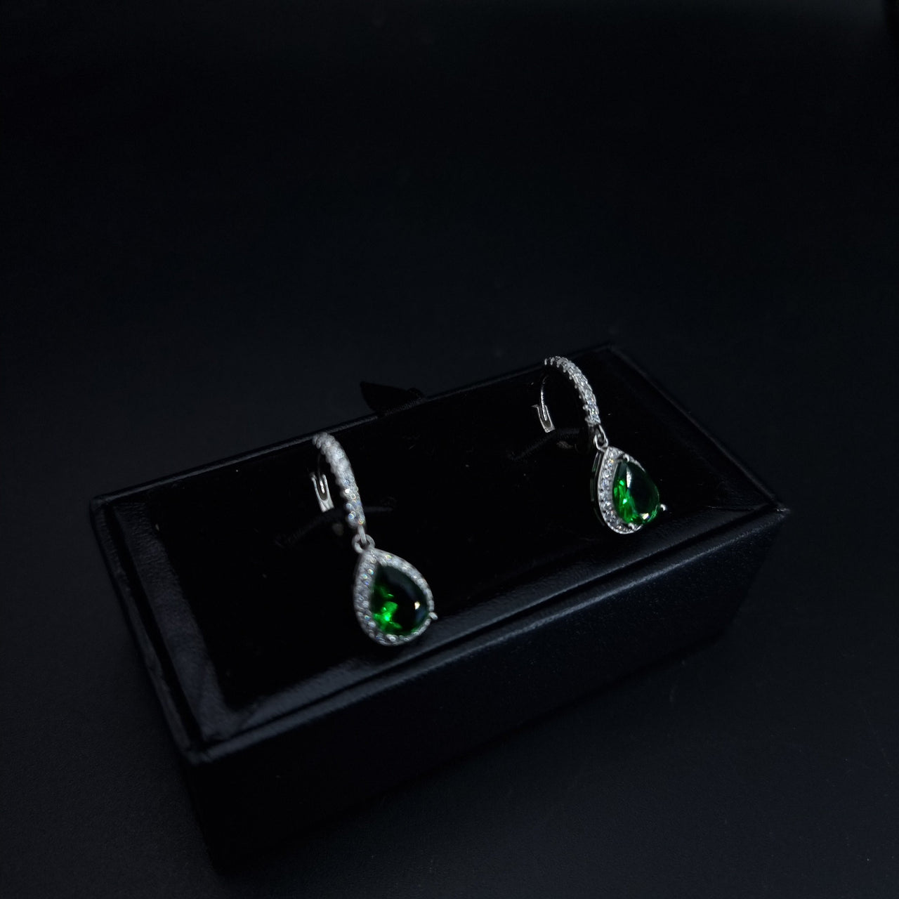 Green Oval Zircon Stone Hoop Earring