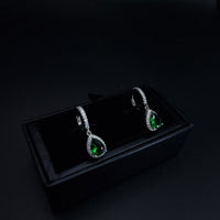 Thumbnail for Green Oval Zircon Stone Hoop Earring