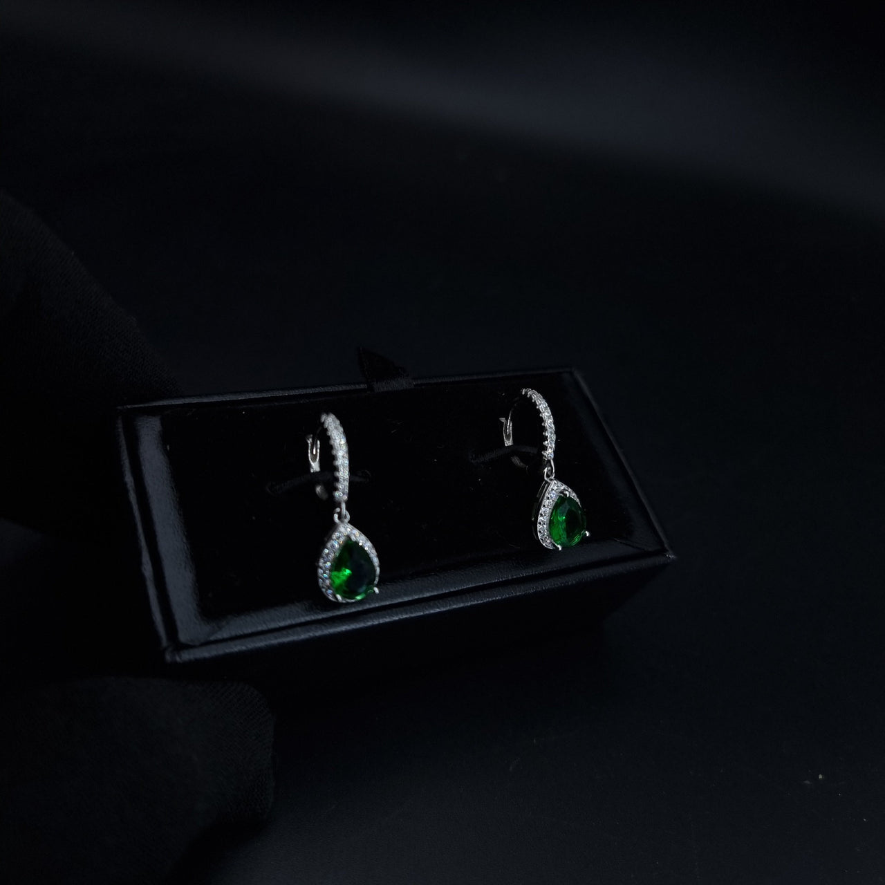 Green Oval Zircon Stone Hoop Earring