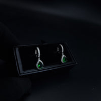 Thumbnail for Green Oval Zircon Stone Hoop Earring