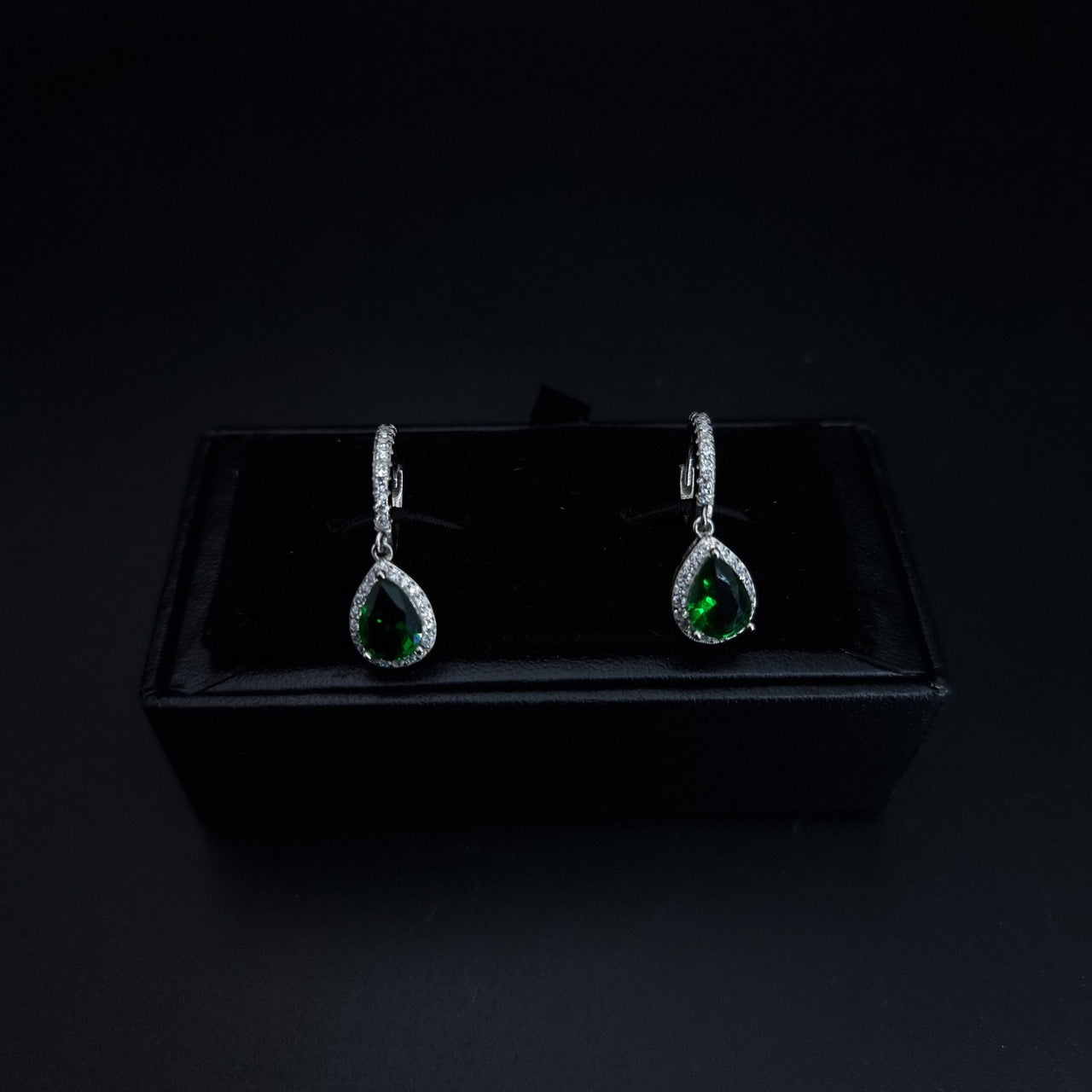 Green Oval Zircon Stone Hoop Earring