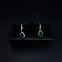 Thumbnail for Green Oval Zircon Stone Hoop Earring