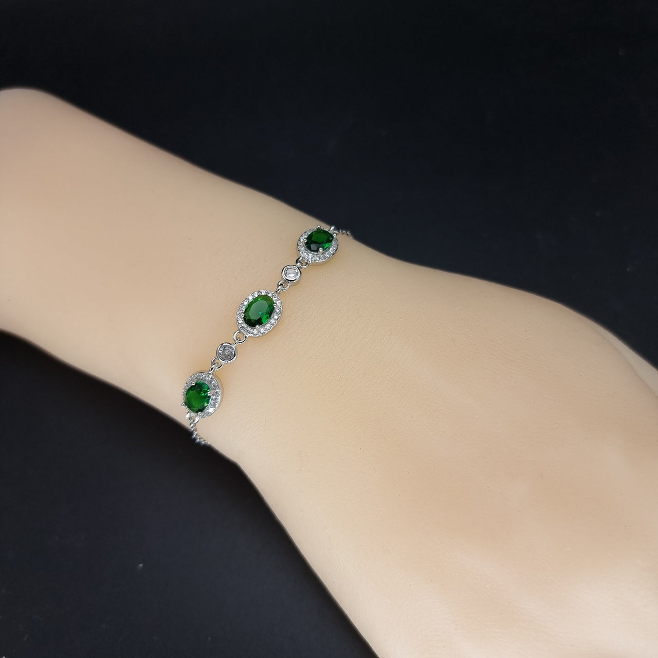 Green Oval Zircon Stones Bracelet