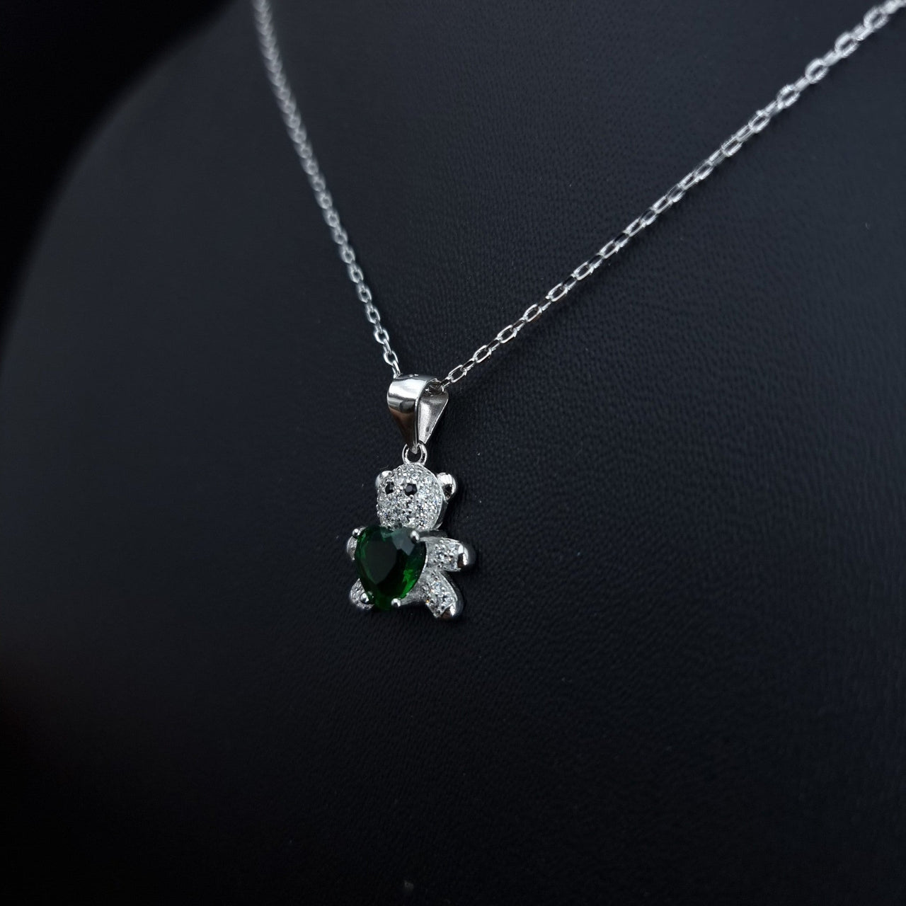 Green Stone Bear Necklace