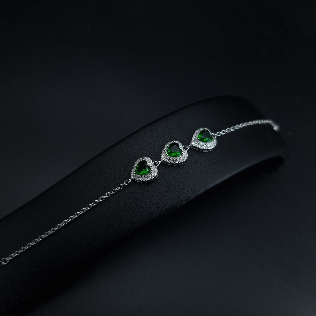 Heart Shape GreenZircon StonesBracelet