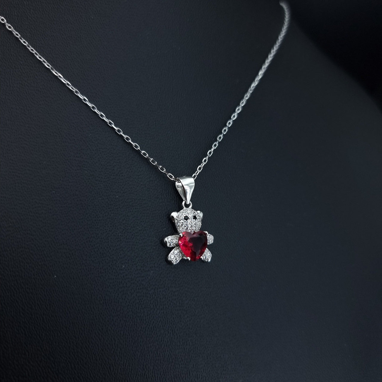 Red Stone Bear Necklace