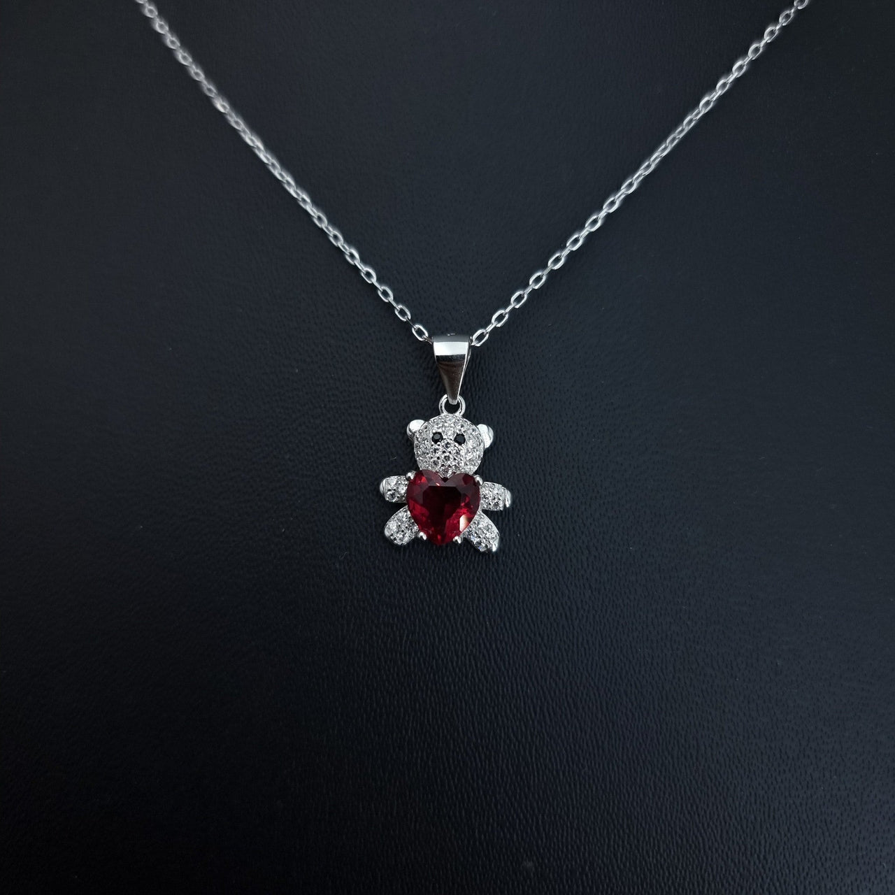 Red Stone Bear Necklace