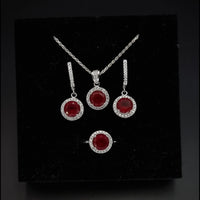 Thumbnail for Circular Red Zircon Stone Set SLPST0135