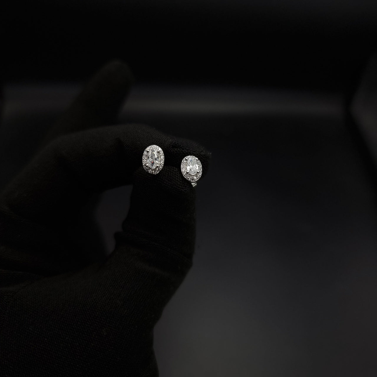 Oval Small Clear Zircon Stone Stud Earring